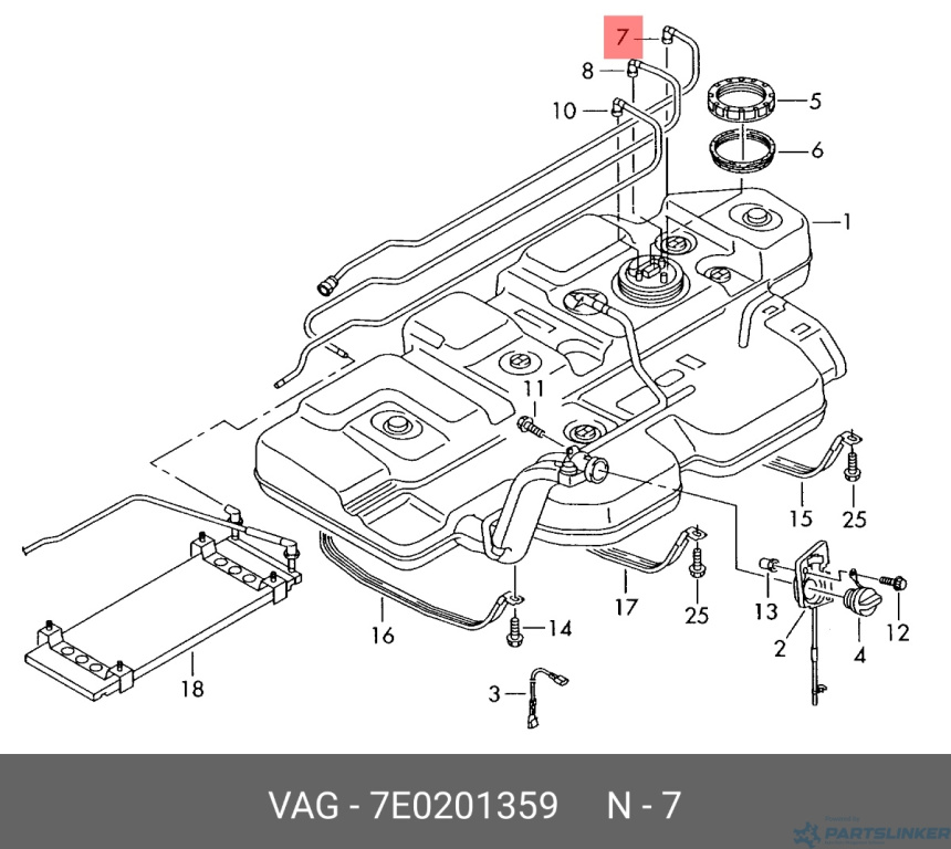 Conducta combustibil Volkswagen Transporter T5 (7H) Bus 2009 2.5 TDI OEM 7E0201359