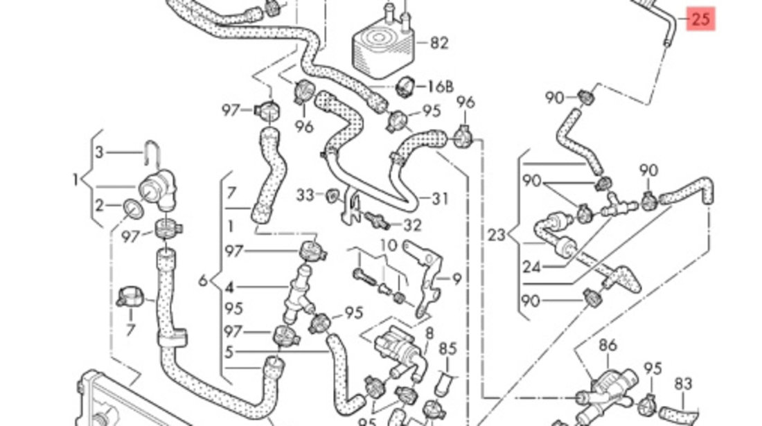 Conducta cu furtun apa motor Volkswagen Golf 6 (AJ5) Variant 2010 2.0 TDI OEM 5N0121070M