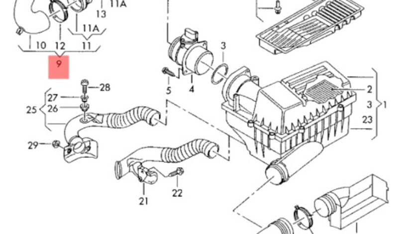 Conducta filtru aer 3C0129654P Vw Passat b6 TDI 2007 BMP OEM 3C0129654P