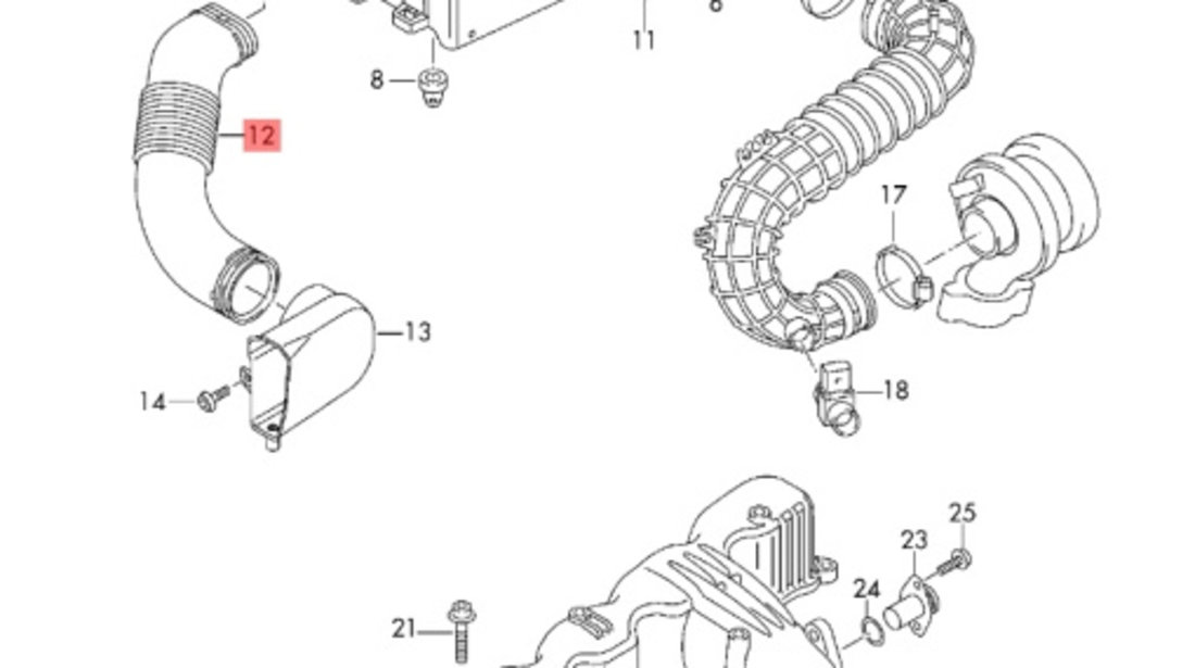 Conducta filtru aer Volkswagen Amarok 2H 2015 2016 OEM 2H0129618