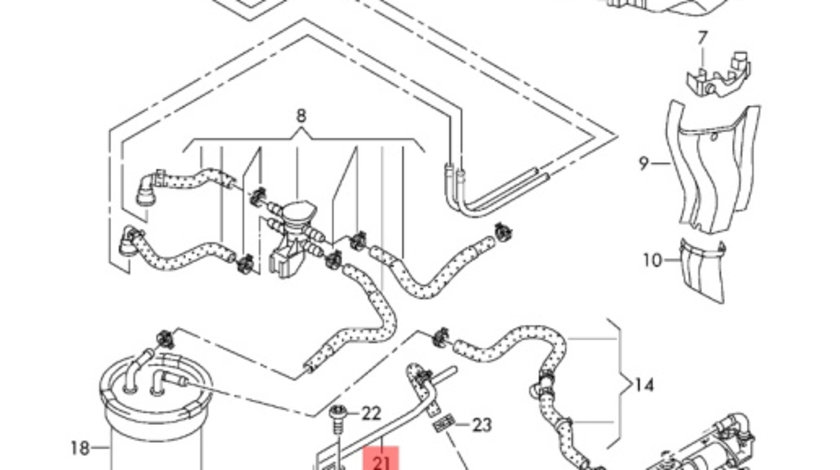 Conducta filtru combustibil Volkswagen Passat B7 (365) Variant 2012 2.0 TDI OEM 03L201360AD