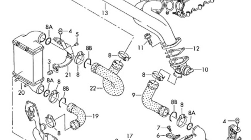 Conducta intercooler Audi A4 8E 2002 2003 2.5 TDI AKE OEM 059145731M