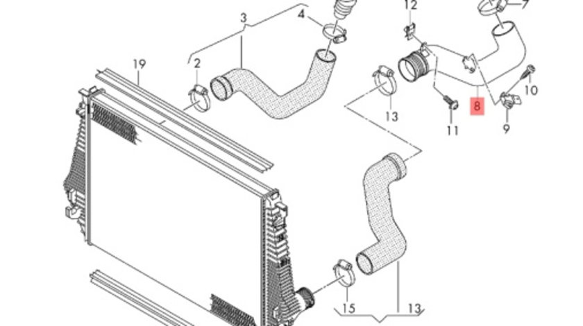 Conducta intercooler Volkswagen Amarok 2H 2015 2016 OEM 2H0145762