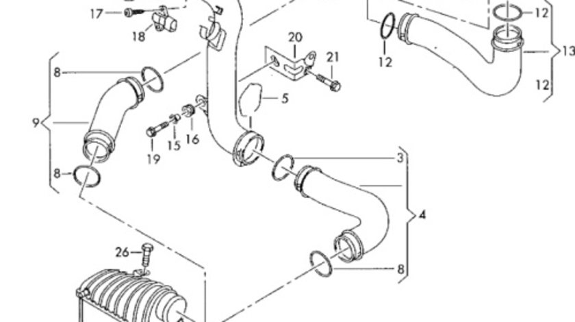 Conducta intercooler Volkswagen Golf 4 break 1.9 TDI AXR 2005 OEM 1J0145770Q