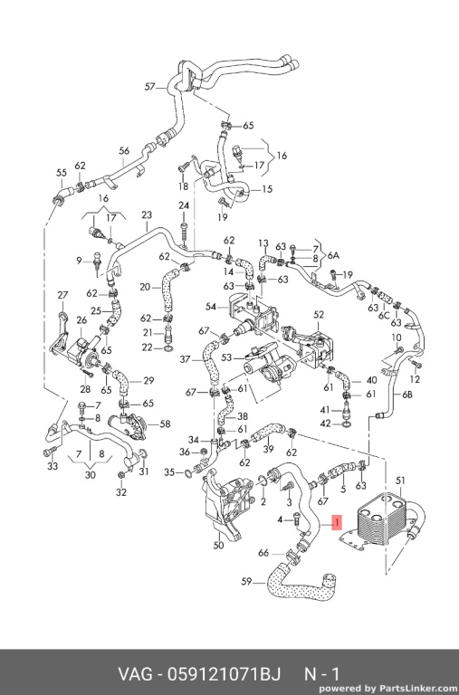 Conducta lichid racire motor Audi A4 B8 2.7 TDI CGK OEM 059121071BJ