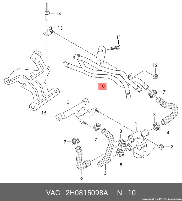 Conducta lichid racire motor Volkswagen Amarok 2H 2015 2016 OEM 2H0815098A
