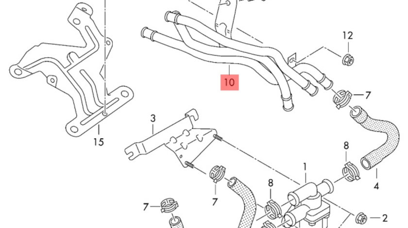 Conducta lichid racire motor Volkswagen Amarok 2H 2015 2016 OEM 2H0815098A