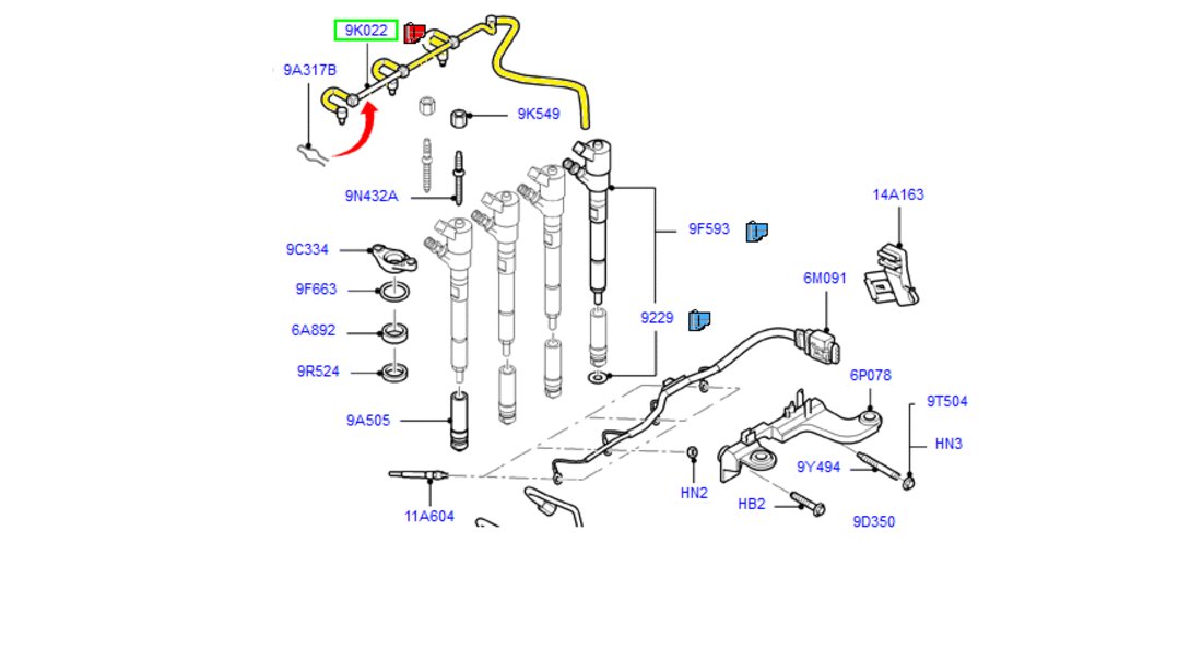 Conducta retur Injector Ford Focus 1.6 Tdci-110 Pc an 2003-2005