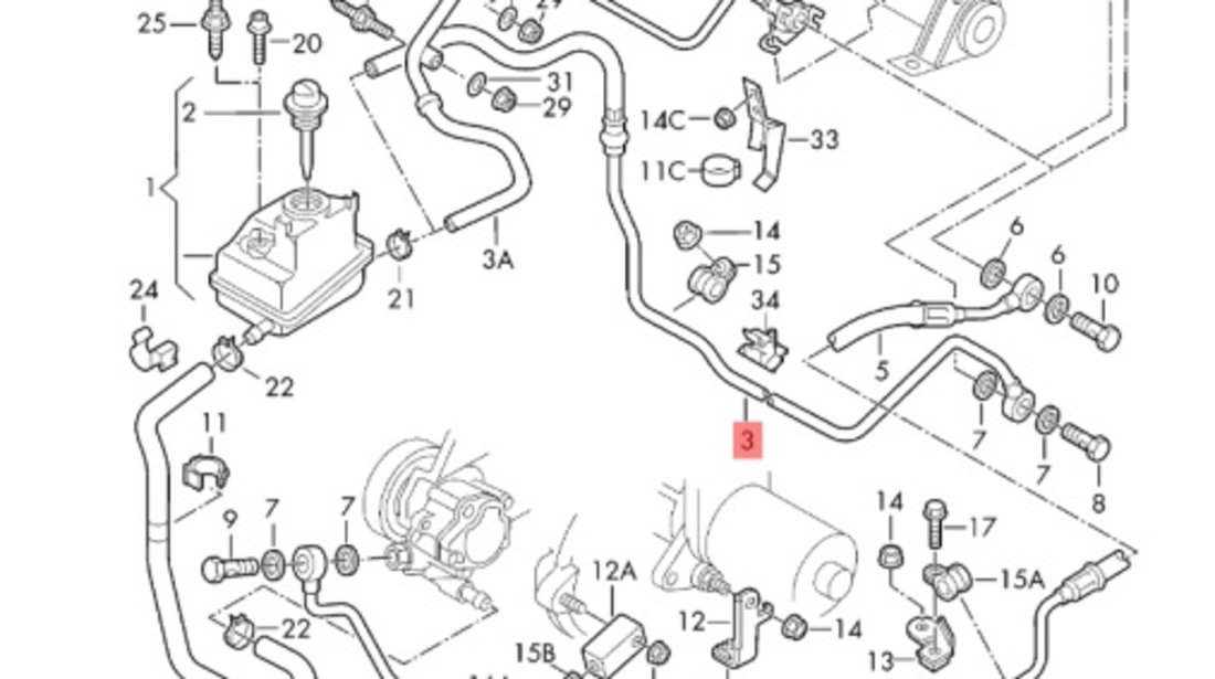 Conducta retur ulei servodirectie ​Audi A3 (8L) Coupe 2003 1.9 TDI OEM 1J1422891E