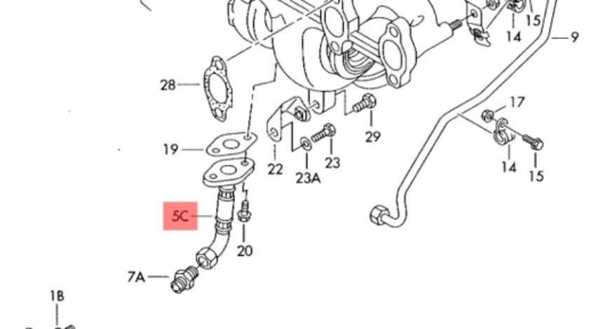 Conducta retur ulei turbo Volkswagen Golf 5 (1K) Hatchback 2005 2.0 TDI OEM 038145736C