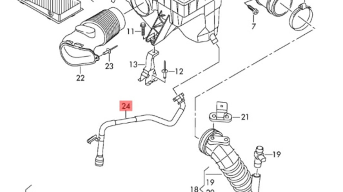 Conducta reziduu filtru aer Volkswagen Transporter T5 bus 2.0 TDI OEM 7H0129653