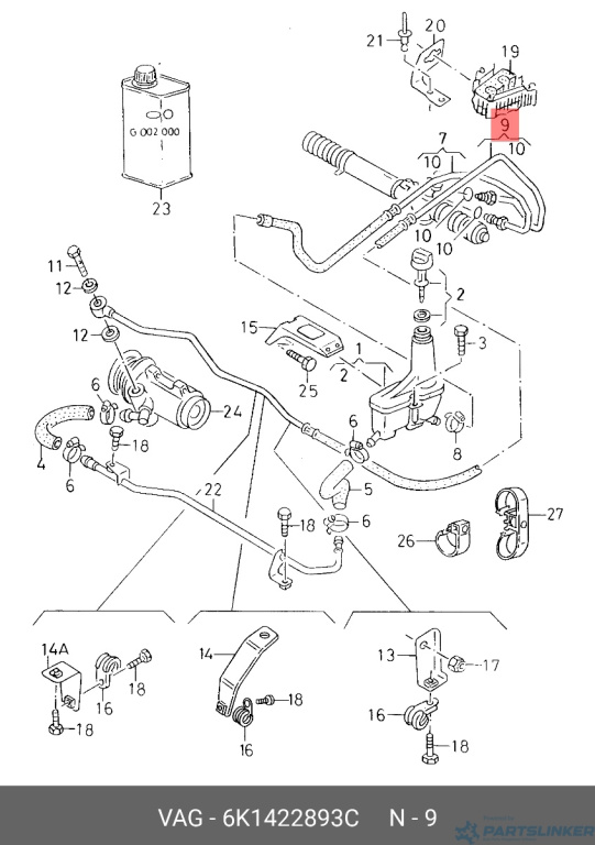 Conducta servo Volkswagen Caddy (9K9) 2000 1.9 SDI OEM 6K1422893C