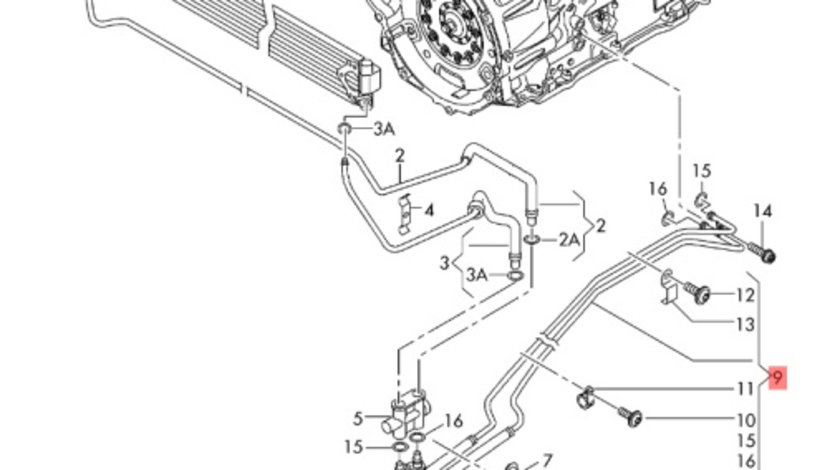 Conducta ulei racire cutie viteze Volkswagen Amarok 2.0 bi-tdi DSG 4motion 2014 2015 OEM 2H0317801