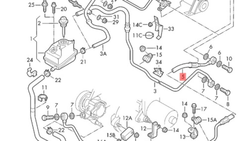 Conducta ulei tur caseta directie Volkswagen Golf 1J 1.9 TDI 66 kw 1999 2000 OEM 1J0422893CG