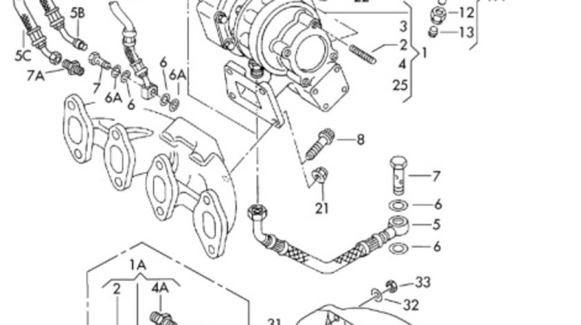 Conducta ulei turbo 038145771 Audi A4 B6 (8E2) Sedan 2003 1.9 TDI OEM 038145771