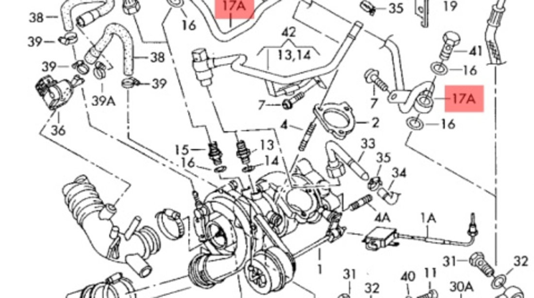 Conducta ulei ungere turbo 1.8 20V (E2) Volkswagen Golf 1J 92 kw AGN 1998 1999 OEM 06A145778D