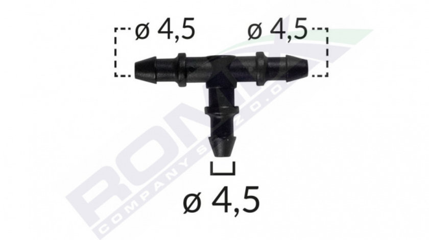 Conector Furtun Teu Universal 4.5mm - Negru Set 10 Buc Romix 52030-RMX