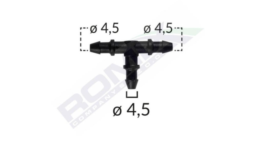 Conector furtun teu universal 4.5mm - negru set 10 buc UNIVERSAL Universal #6 52030-RMX