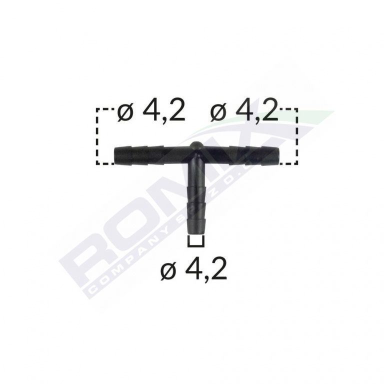 Conector Teu Furtun Conducta Universal 4.2mm - Negru Set 5 Buc Romix C60653-RMX