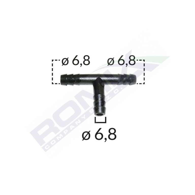 Conector Teu Furtun Conducta Universal 6.8mm - Negru Set 5 Buc Romix C60658-RMX