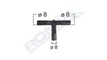 Conector teu furtun conducta universal 8mm - negru...