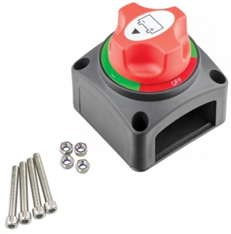 Contact General, Intrerupator Rotativ Baterie Auto Cu 3 Pozitii, 12V / 24V, 200A, Negru / Rosu IN0386