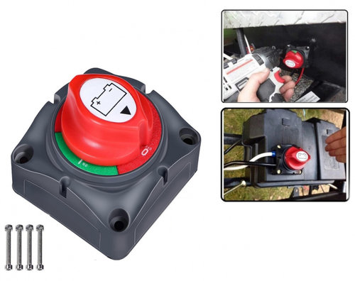 Contact General, Intrerupator Rotativ Baterie Auto, Rezistent La Apa IP66, 12V / 48V, 275A, Negru / ...