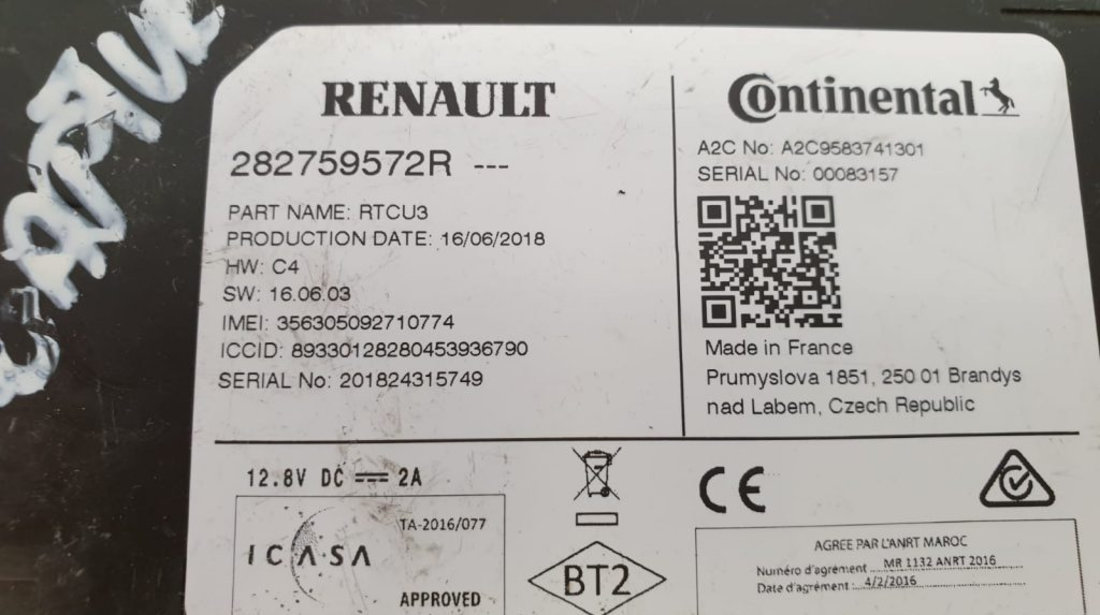 Controller Multimedia Renault Megane 4 Scenic 4 Kadjar, 282759572R