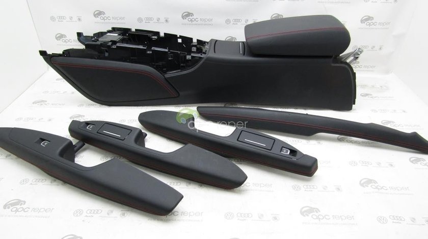 Cotiera cu manere interioare usi Audi A7 4G S-line cusatura Rosie - Competion
