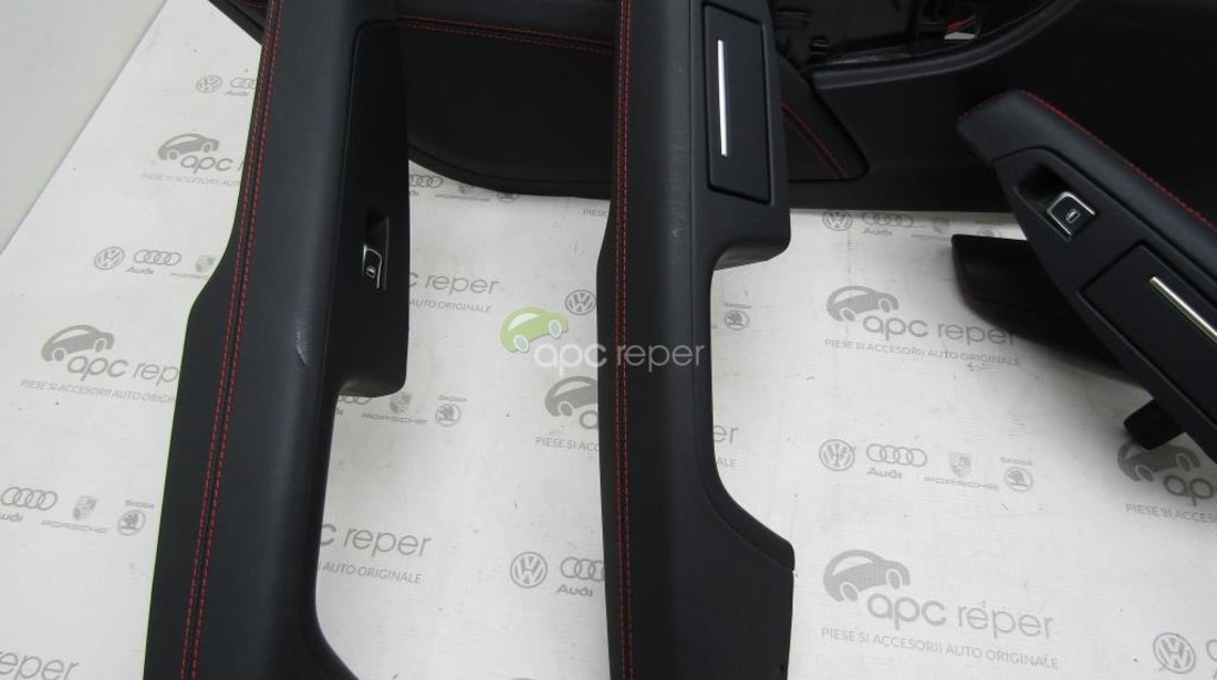 Cotiera cu manere interioare usi Audi A7 4G S-line cusatura Rosie - Competion