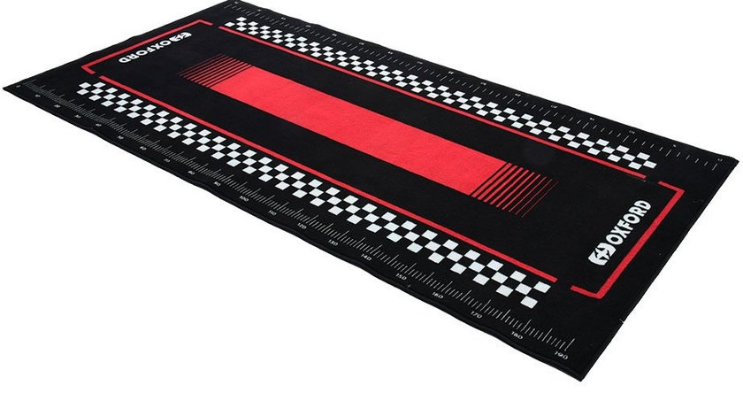 Covor Moto Oxford Workshop Mat Pitlane Red L 200 x 100cm Negru / Rosu OX910