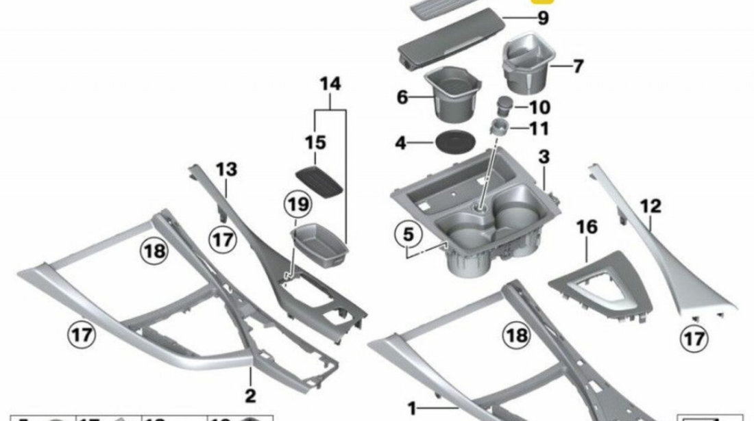 Covoras Cauciuc Buzunar Interior Consola Centrala Oe Bmw Seria 2 F23 2014→ 51169227896