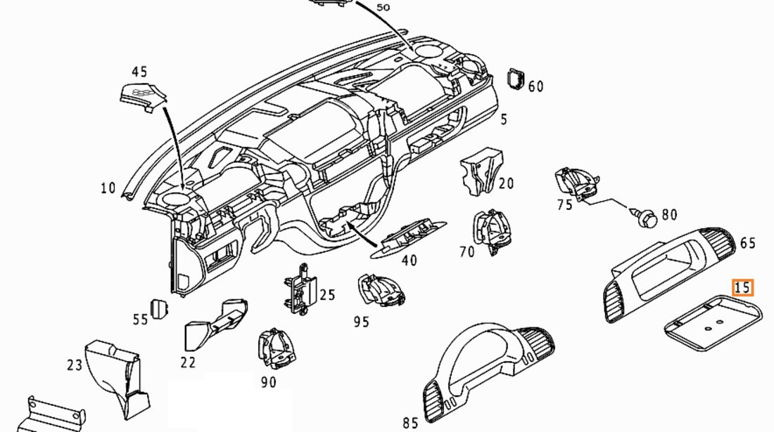 Covoras Cauciuc Buzunar Interior Consola Centrala Oe Mercedes-Benz Sprinter 1 1995-2006 A9016890596