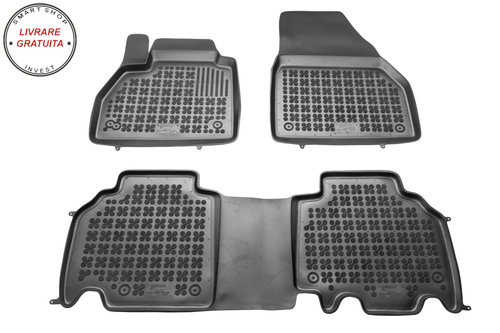 Covorase interior cauciuc tip tava negru Renault KANGOO II 2008 - 2021 3-Piese