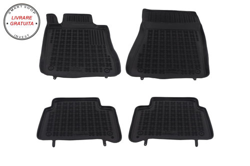 Covorase Presuri Auto din Cauciuc compatibil cu MERCEDES E-Class W211 (2002-2009) Negru- livrare gra...