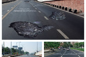 Cratere din hartie pe asfalt