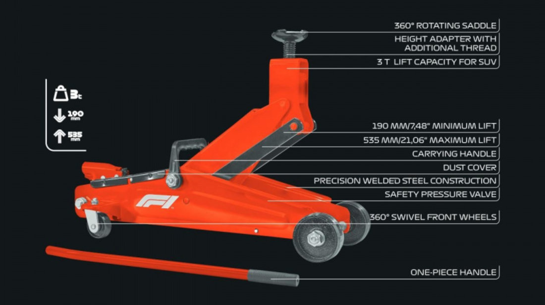 Cric Auto Hidraulic Tip Crocodil Formula 1 3 Tone 10810