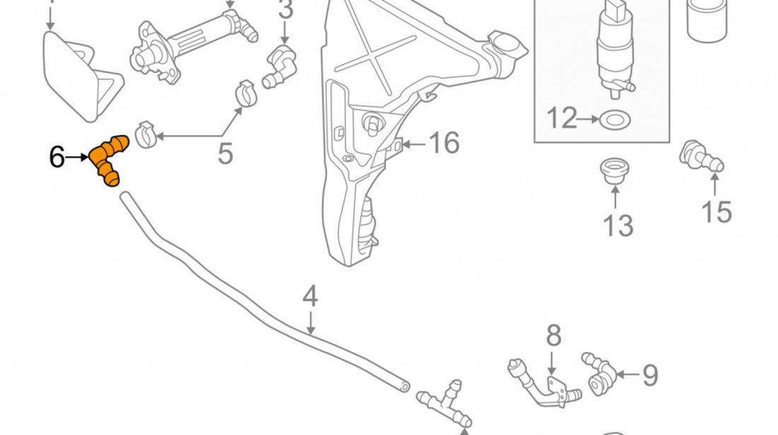 Cupla Furtun Spalator Faruri Oe Volkswagen 1J0955665A