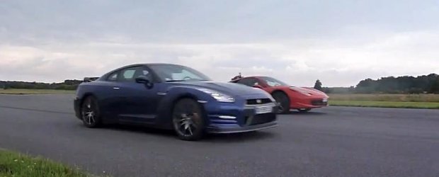 Cursa de drag intre Ferrari 458 Italia, Corvette ZR1 si Nissan GT-R