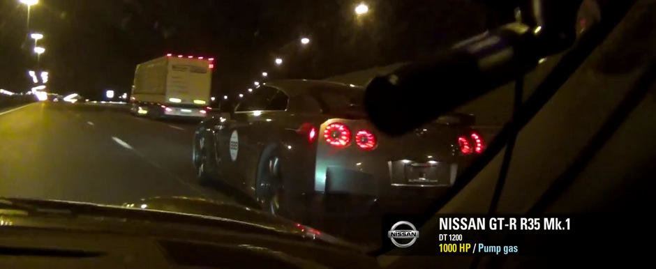 Curse ilegale in Rusia: Intrecere la peste 250 km/h intre doua Porsche si un GT-R!