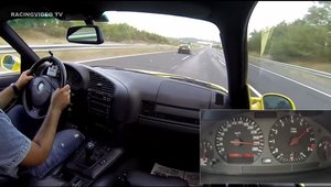 Curse ilegale pe autostrada. Intrecere la peste 250 km/h intre doua BMW-uri M3