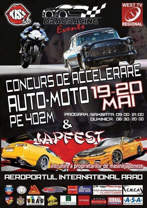 Curse legale la Arad 19-20 Mai, Drag auto & moto + JAP FEST + CNCA