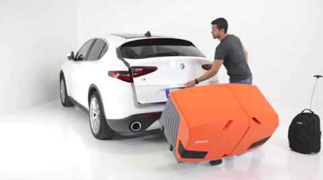 Cutie portbagaj cu Prindere pe Carligul de Remorcare auto Towbox V3 Sport Portocaliu