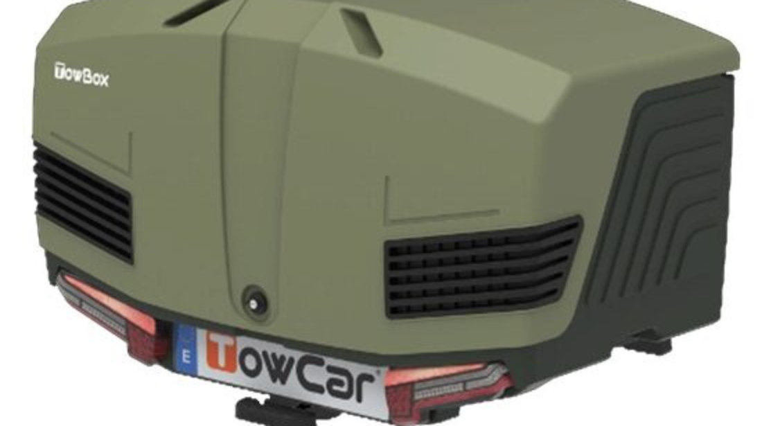 Cutie portbagaj cu Prindere pe Carligul de Remorcare auto Towbox V3 Camper Verde