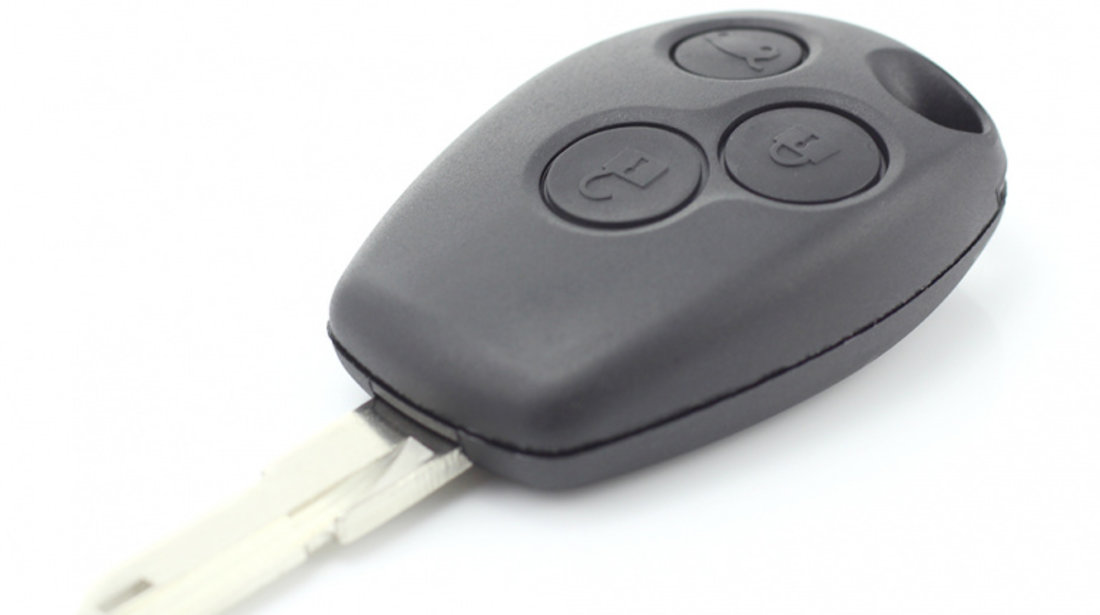 Dacia / Renault - Carcasa cheie cu 3 butoane si suport baterie din inox CC226