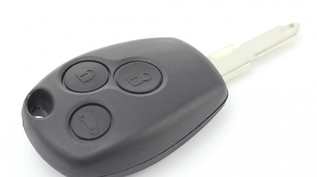 Dacia / Renault - Carcasa cheie cu 3 butoane si suport baterie din inox CC226