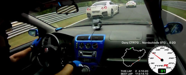 David vs Goliath: Duel la Nurburgring intre o Honda Civic Type-R si un Nissan GT-R