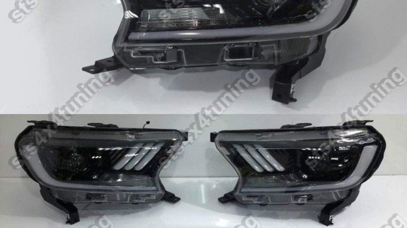 DAYLINE FARURI CU LED DYNAMIC SEMNALIZARE FORD RANGER T7/T8 2015-2020 CU LUPA BK [MUSTANG DESIGN]