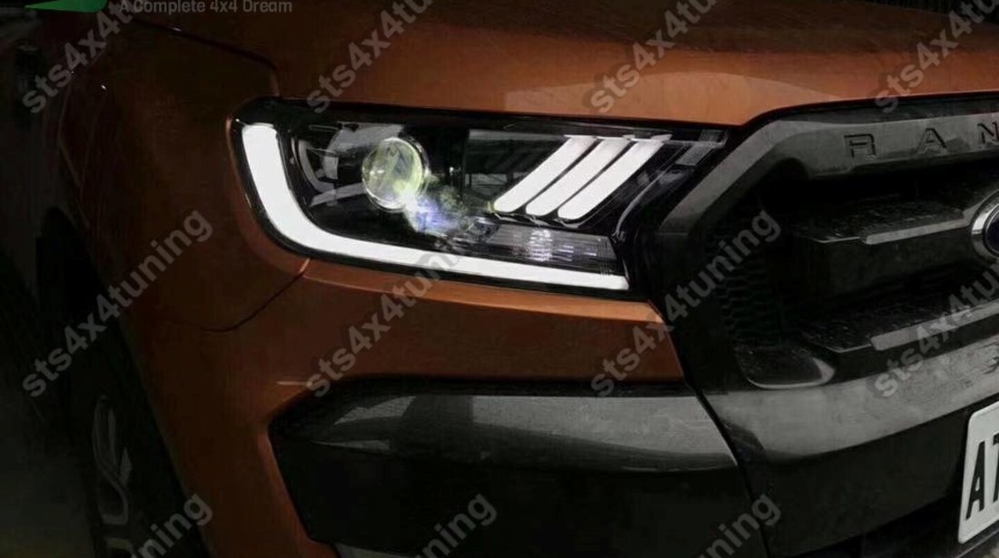 DAYLINE FARURI CU LED DYNAMIC SEMNALIZARE FORD RANGER T7/T8 2015-2020 CU LUPA BK [MUSTANG DESIGN]