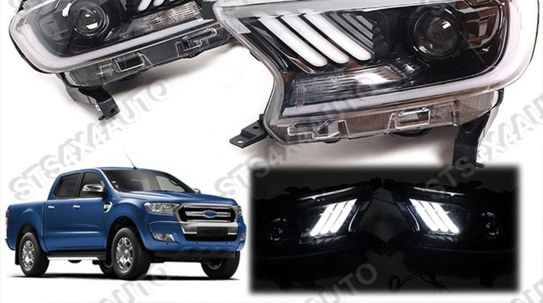 DAYLINE FARURI CU LED DYNAMIC SEMNALIZARE FORD RANGER T7/T8 2015-2020 CU LUPA BK [MUSTANG DESIGN]